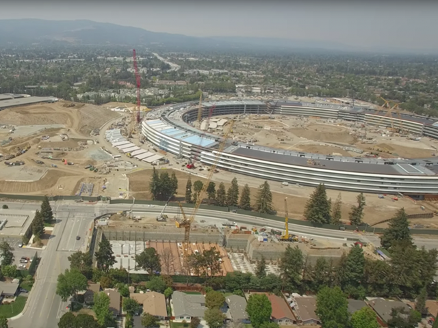蘋果“太空船”園區屋頂安裝太陽能電池板 禮堂接近完工