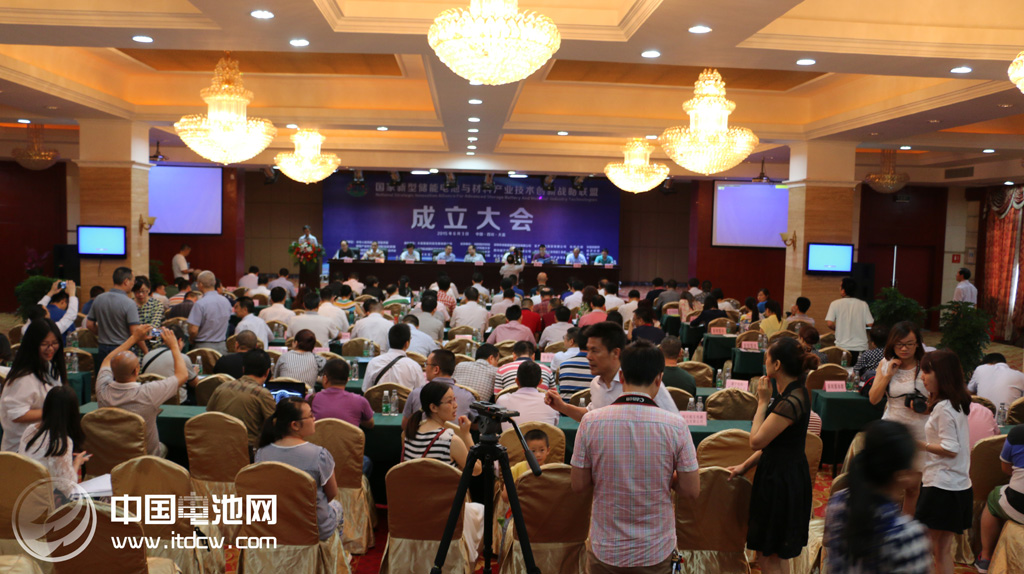 電子科大能源科學與工程學院副院長吳孟強、電子科大資產管理公司總經理、四川經信委創(chuàng)新處副處長丁銳、張樹人先后發(fā)了言，縣委書記蔣喻新，科技部中國技術市場協會常務理事、副秘書長孫小林共同為國家新型儲能電池與材料產業(yè)技術創(chuàng)新戰(zhàn)略聯盟揭牌。