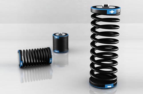 創(chuàng)意彈簧電池：可兩節(jié)串聯放入一節(jié)電池倉內增加電量