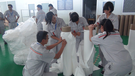 金力股份隔膜事業(yè)部進行B品隔膜的報廢處理