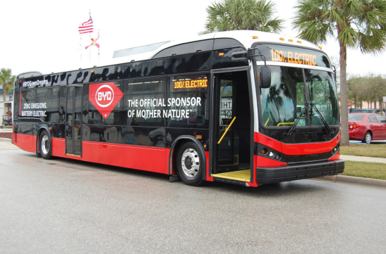 在美國運營的比亞迪純電動大巴