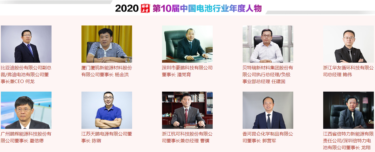 中國電池行業年度人物 中國電池行業年度人物