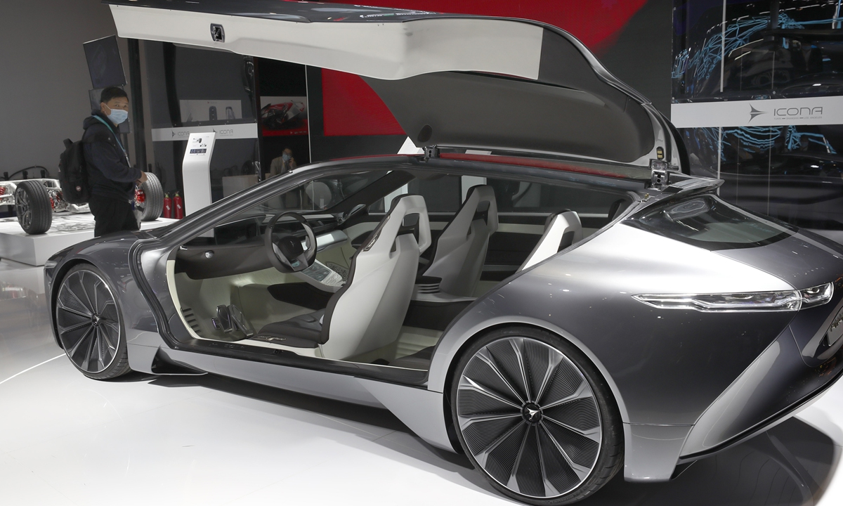 A new energy vehicle at the 3rd China International Import Expo held in Shanghai in November Photo: cnsphoto A new energy vehicle at the 3rd China International Import Expo held in Shanghai in November Photo: cnsphoto