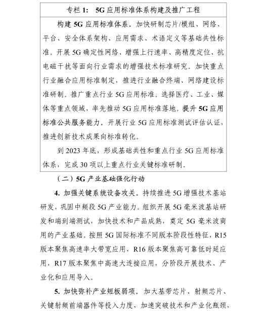 《5G應(yīng)用“揚(yáng)帆”行動(dòng)計(jì)劃（2021-2023年）》