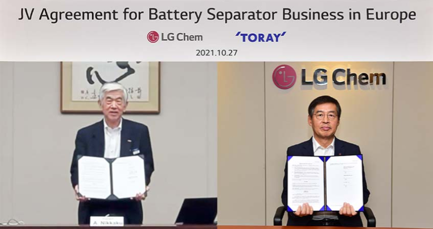 LG化學與日本東麗成立隔膜合資公司:年產(chǎn)能8億㎡ 投資超1萬億韓元 LG化學與日本東麗成立隔膜合資公司:年產(chǎn)能8億㎡ 投資超1萬億韓元