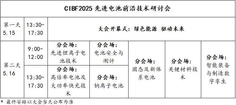 CIBF 2025先進(jìn)電池前沿技術(shù)研討會即將開幕（附詳細(xì)會議日程）